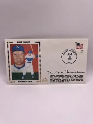 Duke Snider Signed 1980 First Day Cover FDC Envelope Cachet Beckett L3 - Image 1 of 3