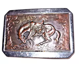 Vintage Bucking Bronco Rodeo Gürtelschnalle Cowboy - Bild 1 von 2