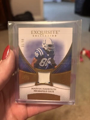 2007 Upper Deck Exquisite Collection - Gold JerseyPatch Marvin Harrison /50 - Image 1 of 3