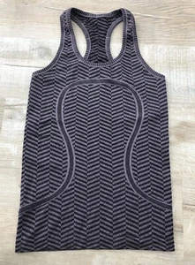 Lululemon 4 Swiftly Tech Racerback Tank Top Chevron Srtipe Black Cherry - Picture 1 of 6