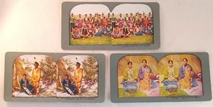 1899 Indian Stereoscope Cards X3 Sioux Indian 409   466   486 - Picture 1 of 9