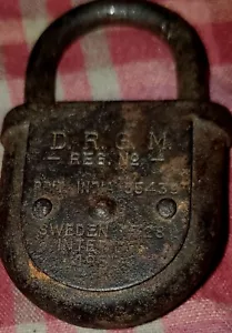 DRGM vintage antico raro da collezione Reg. No. Lucchetto brevetto made in Germany senza - Foto 1 di 9