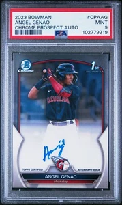 2023 Bowman Chrome Prospect Autographs Angel Genao Auto PSA 9 Cleveland - Picture 1 of 1