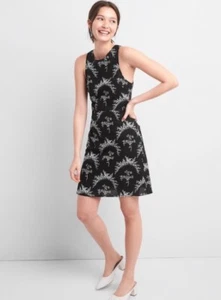 Neu mit Etikett Gap ärmelloses Fit and Flare Kleid Leinen schwarz Größe 10 Tall - Bild 1 von 4