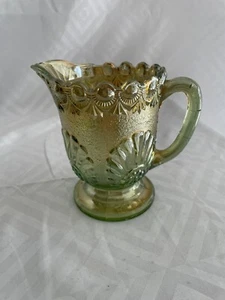 ANTIQUE EARLY 1900 WESTMORELAND CARNIVAL GLASS " SHELL AND JEWEL 4.5" CREAMER - Picture 1 of 5