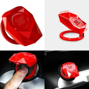 Red Engine Ignition Start Stop Switch Push Button Cover Trim Cap Universal 1pcs - Picture 1 of 8