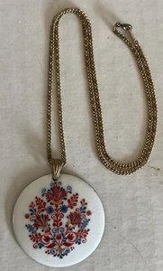 Eva Scherer Necklace Pendant Enamel on Copper Wien Austria Mid Century - Picture 1 of 3