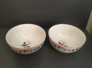 Set di 2/ ciotole luci di Natale Gibson Peanuts 7” x 3,5” ~ Snoopy & Woodstock - Foto 1 di 7