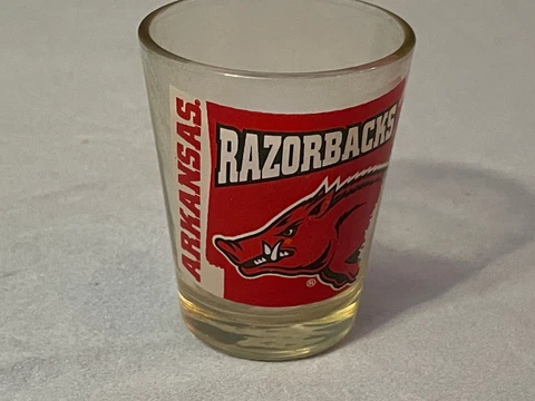 Vintage University of Arkansas Razorbacks Logo Bottom Shot Glass  2 1/2" Cover