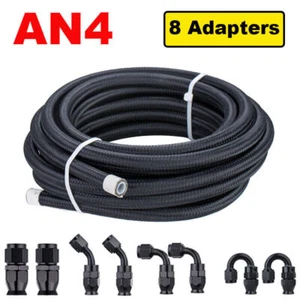 Kit de montaje de manguera de combustible negro 3,5 M AN4 manguera trenzada de acero inoxidable con extremos de manguera giratorios - Imagen 1 de 15