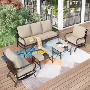 Patio Furniture Set Outdoor Conversation Sofa Set with Multifunctional Ottoman - Picture 1 of 8