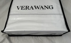 4 pc Vera Wang White & Blue Twill Lines Cal. King Sheet Set NIP - Picture 1 of 12