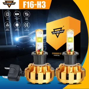AUXBEAM F16 LED H3 PK22S Headlight Bulbs Replace Kit 60W Hi/Lo Beam 12000LM - Picture 1 of 12