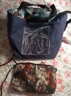 Horse Purse Lot 2 Bags Embroidered Blue Brown Adjustable OOAK EC FREE SHIPPING