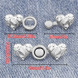 Heart Detachable Metal Buttons Metal Buckle Trousers Waist Change Small η - Picture 1 of 14