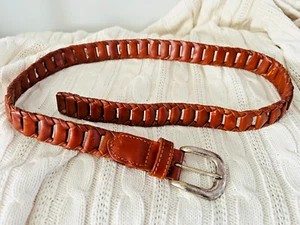 Vintage brown LOOP leather belt with silvertone loop buckle - MINT - Picture 1 of 3