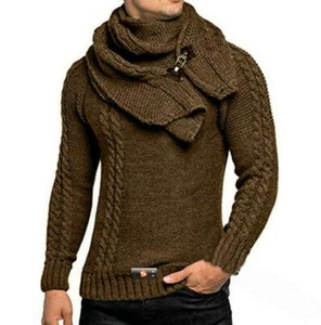Casual Men's Knitted Jacket Turtleneck Cardigan Winter Pullover Hoodies Sweaters - Picture 1 of 17