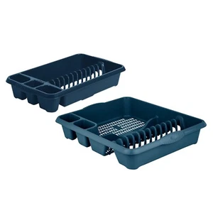 [Set of 2] Medium & Large Dish Drainer Set Home Kitchen Organiser - Navy - Picture 1 of 11