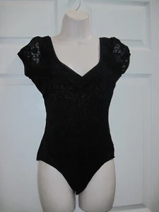 FANG Mujer Body Negro Encaje Mangas Cortas Broches Entre Piernas Nuevo - Imagen 1 de 18