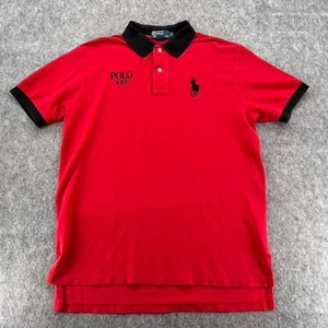 Vintage Polo Ralph Lauren Big Pony Polo Shirt Rugby Red L Embroidered - Picture 1 of 13