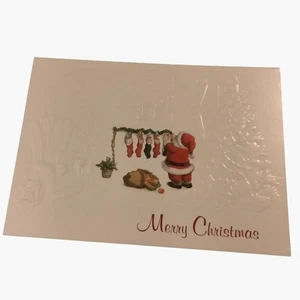 Christmas Card Mailing Service Santa Filling Stockings  Wishing Peace Joy - Picture 1 of 6