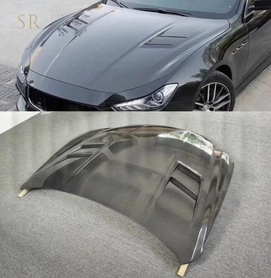 Крышка капота вентилируемая передняя из настоящего углеродного волокна подходит для Maserati Ghibli 2014-2024 годов выпуска - Изображение 1 из 4