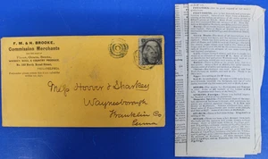 VERY RARE 1866 Envelope 2C Jack-Scott #73 W/Advertising from F. M. & H. Brooke - Picture 1 of 3