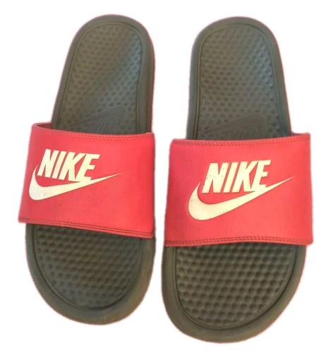 NIKE Benassi JDI Slides sandali slip on uomo taglia 8 rosso con logo bianco USATI DELICATAMENTE