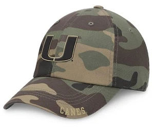 MIAMI HURRICANES UM CAMO HAT RELAXED FIT NCAA COLLEGE FOOTBALL TEAM LOGO NEW CAP - Picture 1 of 3