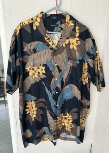Nautica NEW SIZE 2XL 100% SILK Button Up Tropical Palm Print Mens Shirt MSRP$ 69 - Picture 1 of 6
