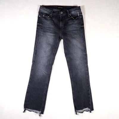 Pantalones de mezclilla para mujer Black Orchid gris Bardot rectos Fray 26 desgastados tiro medio Foto 1 de 4