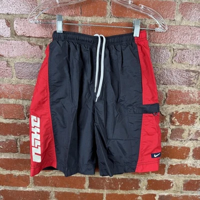 Bañador Nike Vintage Juvenil Mediano Negro Rojo Forrado Cordón Carga Swoosh Foto 1 de 4