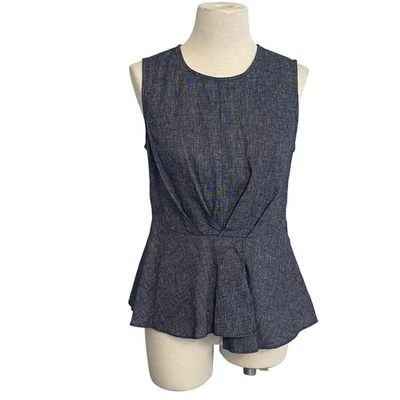 Top Banana Republic Azul Sin Mangas Peplum Texturizado Carrera Informal Mujeres Foto 1 de 4