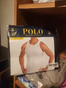 Polo Ralph Lauren LG Navy-Blue-Light Blue Ribbed Wicking Classic Fit Tank 3 Pack - Picture 1 of 3