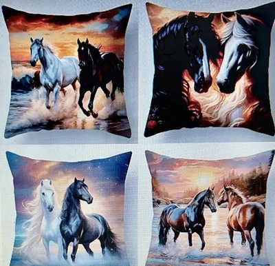 Beautiful Horses  Throw Pillow Covers Set Of 4   Polyester 18 x 18 - Image 1 of 4