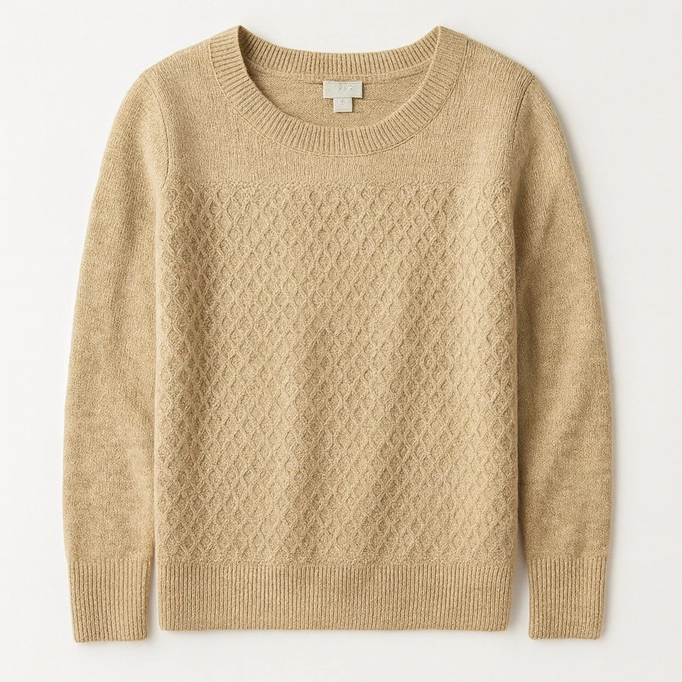 Suéter feminino LOFT malha texturizada creme médio manga longa clássico neutro - Imagem 1 de 4