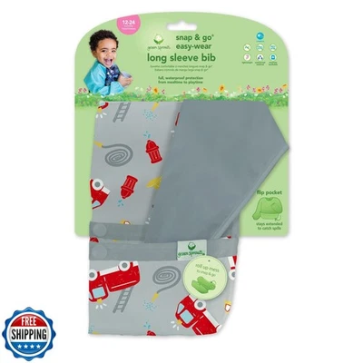 Babero manga larga fácil de usar green sprouts | Protección impermeable | Flipped Poc Foto 1 de 4