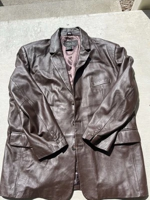 Vintage Terry Lewis Brown Leather Blazer Jacket Size XL - Image 1 of 3