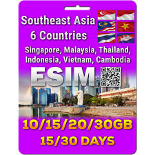 Southeast Asia Travel eSim | 15/30 Days | 10GB/15GB/20GB/30GB | QR code activate