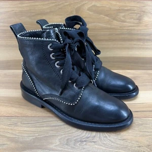 Zadig & Voltaire Womens Boots Size 7 EU 37 Black Studded Leather Zip Up Booties - Picture 1 of 10