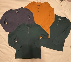 Childrens Place 4T-5T Front Long Sleeve Thermal Waffle Shirt Blue Green-Lot of 4 - Picture 1 of 10