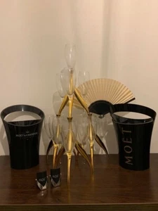 Seltenes Moet Chandon Champagnerglas zweistufig Goldständer Set limitiert 1743 Teile Authen - Bild 1 von 14