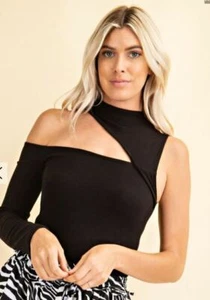 Black bodysuit shoulder cutout detail - Picture 1 of 3