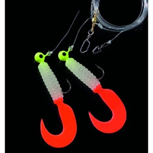 Jenzi Leurre Avec 2 Louminus Japon Rouge Twistern Pêche en Mer Spinnvorfach - Photo 1/1