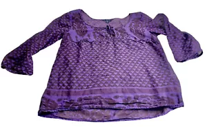 Camicetta top viola tessuto cotone leggero SP contadino hippie boho batikish - Foto 1 di 7