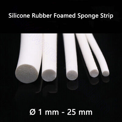 Silicone Rubber Foamed Sponge Strip Round Sealed Gasket Waterproof Bars White • 2.34£