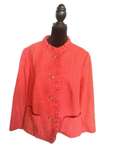 2X Talbots 20 giacca donna Petite arancione tweed arruffata davanti raccolta dietro - Foto 1 di 9