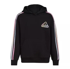 Adidas Sweatshirt Boys Size XL Black Fleece Hoodie Multicolor Sleeves Game Fade - Picture 1 of 1