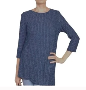 Camisa Top Túnica J. Jill PureJill Azul Marino Blanco Rayas Orgánica Pequeña - Imagen 1 de 10