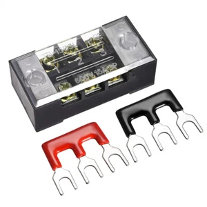 5 Sets Dual Row Screw Terminal Blocks & Pre-Insulated Strip 3-Position 600V 15A - Picture 1 of 8